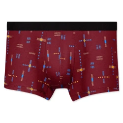 Breathable Printed Summer Thin Plus Size Men's Cotton Antibacterial Boxers Shorts Purplish Red