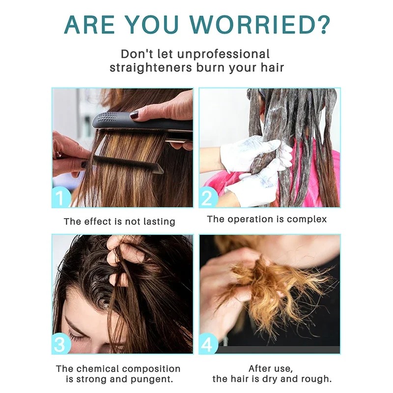 Keratin Hair Straightening Cream  Professional Smoothing Treatment for Permanent Hair Straightening
