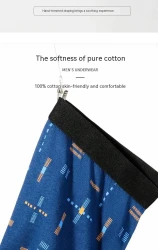 Breathable Printed Summer Thin Plus Size Men's Cotton Antibacterial Boxers Shorts Royal Blue