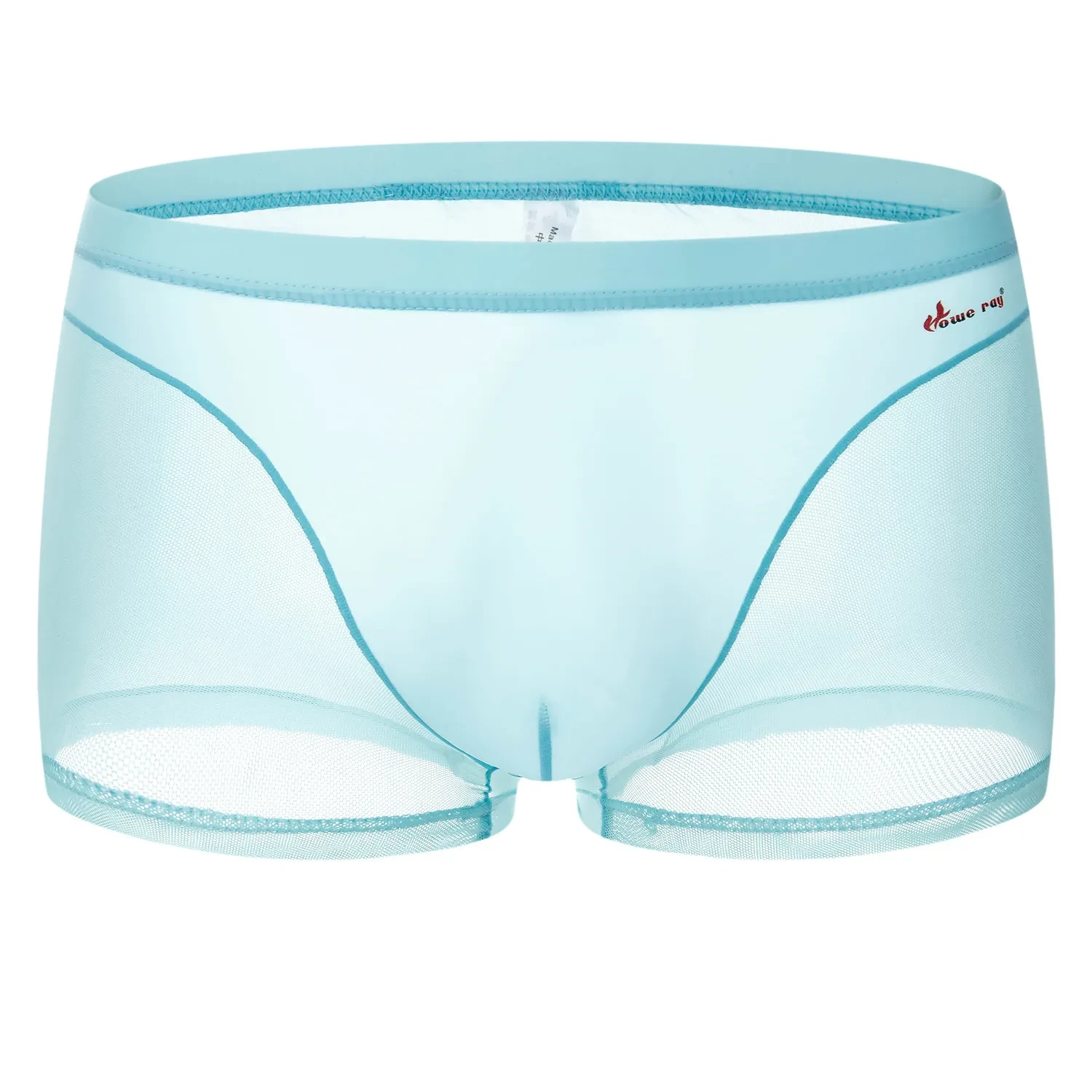 Nude Feel Comfortable Men's Stitching Thin Ice Silk Boxers Light Blue