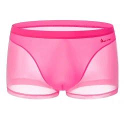 Nude Feel Comfortable Men's Stitching Thin Ice Silk Boxers Pink