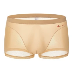 Nude Feel Comfortable Men's Stitching Thin Ice Silk Boxers Skin Color