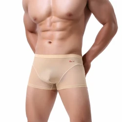 Nude Feel Comfortable Men's Stitching Thin Ice Silk Boxers Skin Color