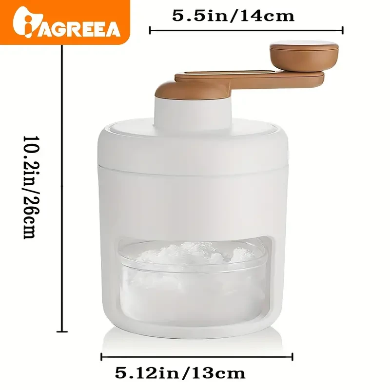 Manual Shaved Ice Crusher Machine - Stainless Steel Blades for Snow Cones, Slushies, Ice Cream, & More