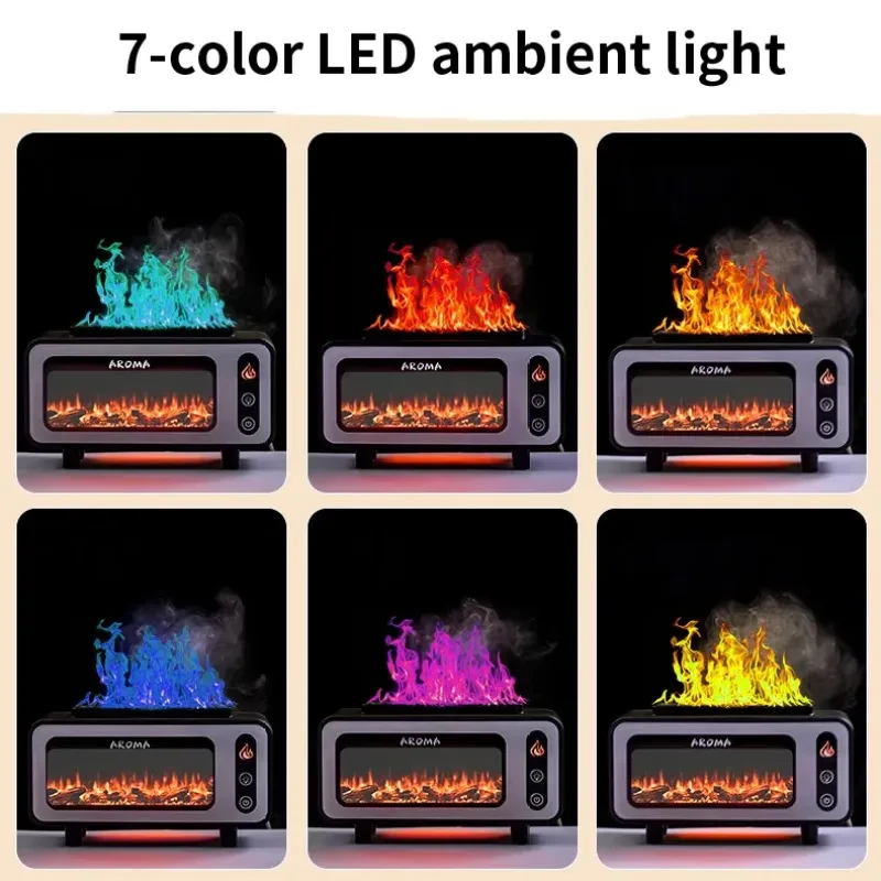 New Design Ultrasonic Flame Humidifier 200ml Simulated Fireplace 3D Fire Aroma Diffuser Colorful Light Essential Oil Diffuser For Bedroom