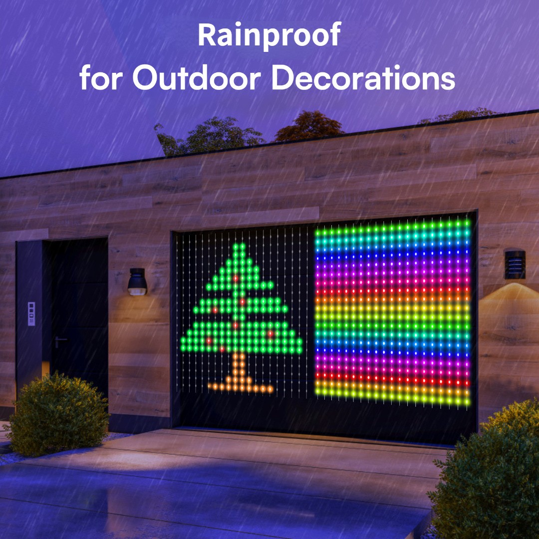 6.6x6.6ft Smart Window Light  RGB-IC Dynamic LED Curtain String Light for Indoor and Outdoor Use, Perfect for Halloween, Christmas, and Valentines Day