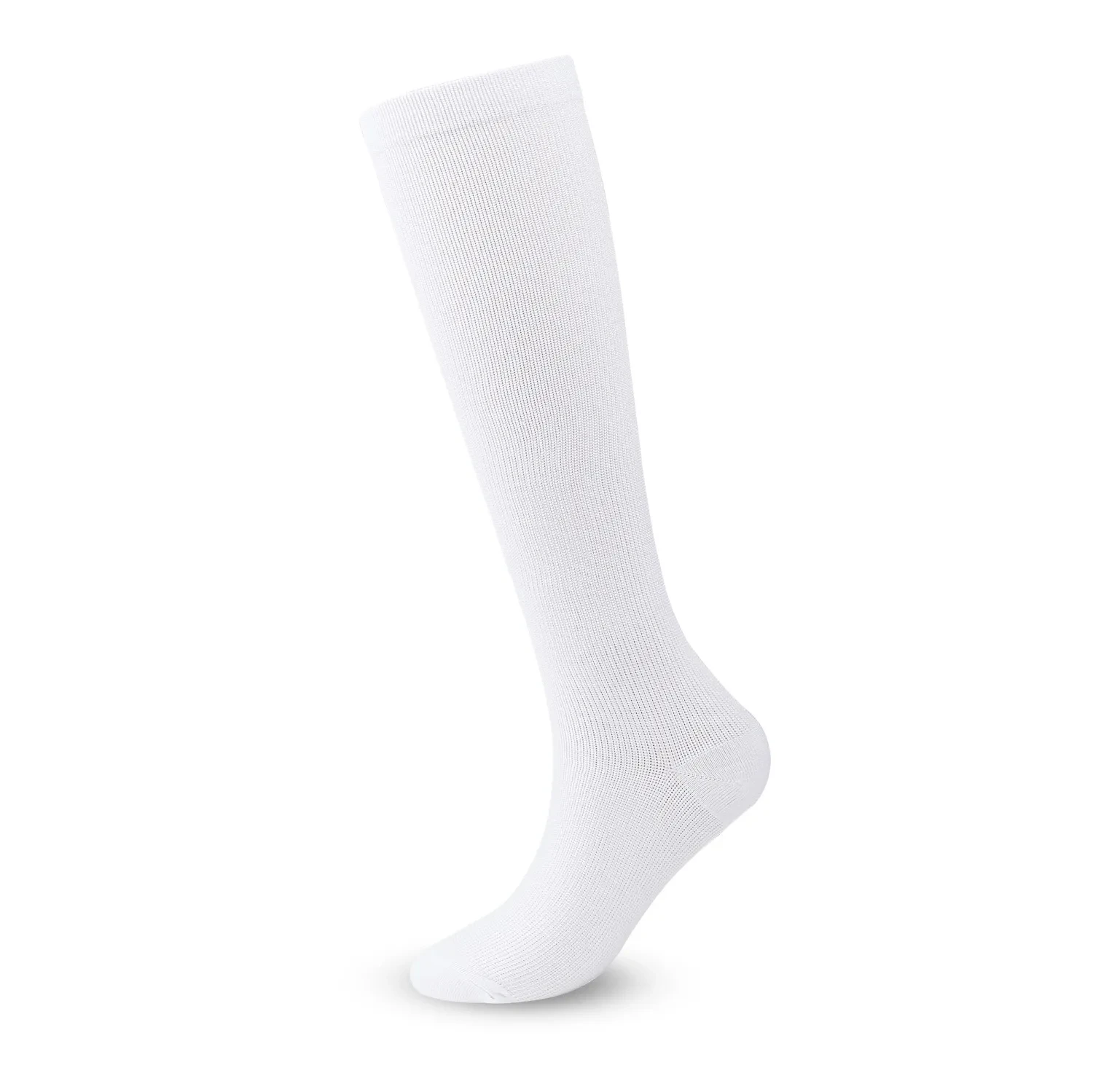Outdoor Fitness Running Exercise Pressure Cycling Long Tube Compression Socks White