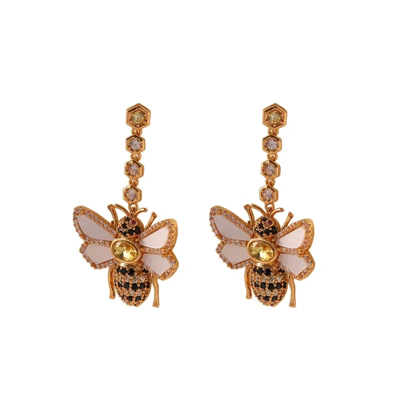 Women's Zircon Vintage Bee Earrings