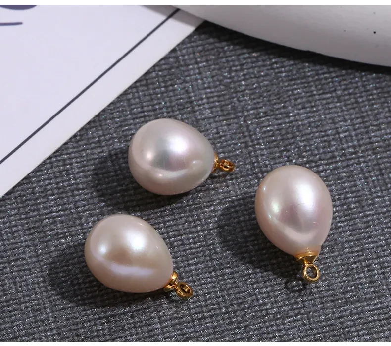 Natural Freshwater Pearl Half Hole Bead Strong Light Rice-shaped Pearl Pendant Parts