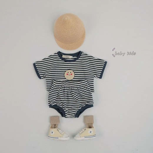 Striped Short-sleeved T-shirt Bread Shorts Suit Infant Two-piece Set