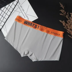 Men's Thin Ice Silk Mid-rise Boxers Briefs Gray