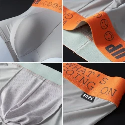 Men's Thin Ice Silk Mid-rise Boxers Briefs Gray