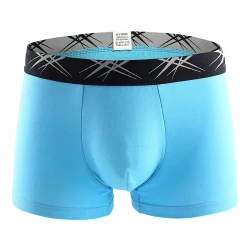 Men's U-convex Sexy Mid Waist Boxers Blue
