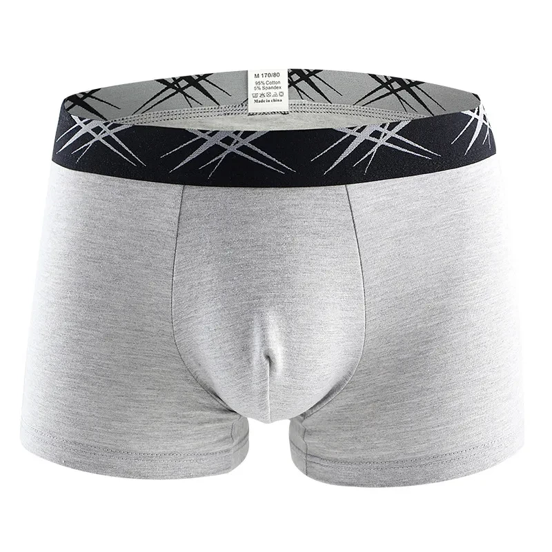 Men's U-convex Sexy Mid Waist Boxers Gray
