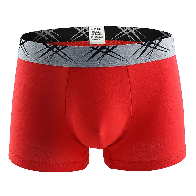 Men's U-convex Sexy Mid Waist Boxers Red