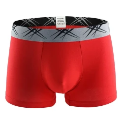 Men's U-convex Sexy Mid Waist Boxers Red