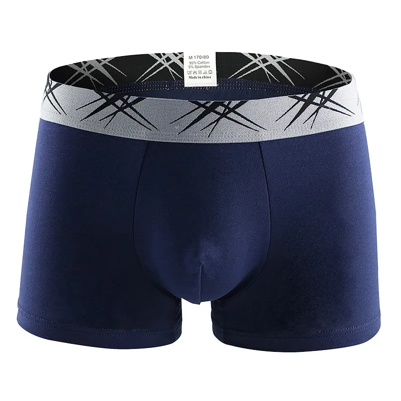 Men's U-convex Sexy Mid Waist Boxers Sapphire Blue