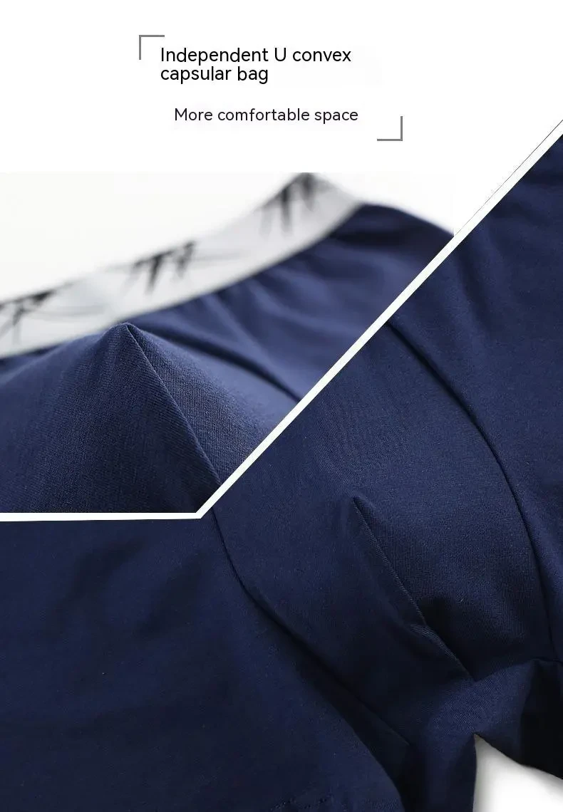 Men's U-convex Sexy Mid Waist Boxers Sapphire Blue