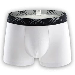 Men's U-convex Sexy Mid Waist Boxers White