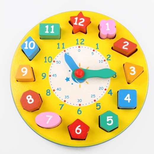 Shape Number Clock Teaching Aids Wooden