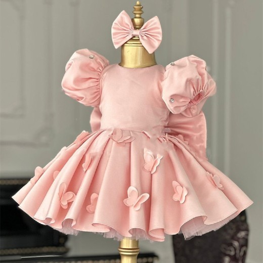 Children's Bubble Sleeve Bow Princess Dress