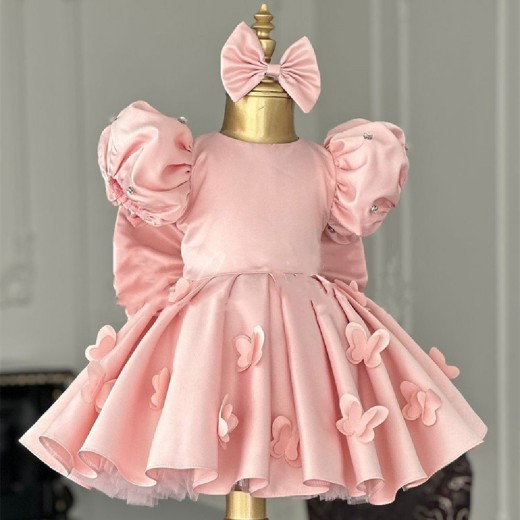 Children's Bubble Sleeve Bow Princess Dress