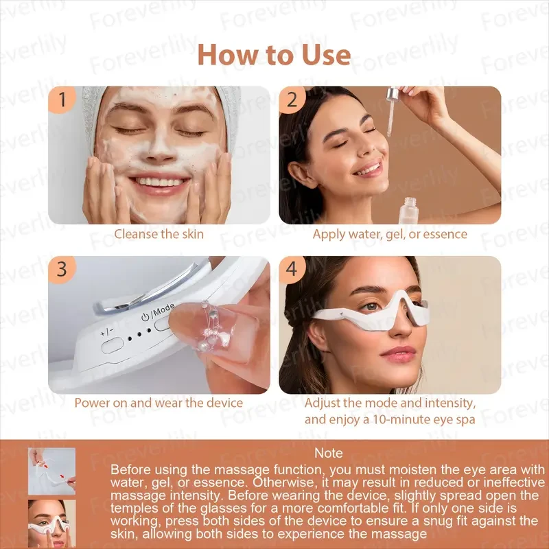 Foreverlily 3D Eye Massager with 4 Modes & 3 Intensity Levels