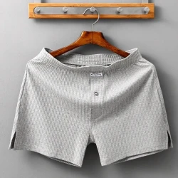 Men's Home Cotton Breathable Comfortable Sports Shorts Solid Color Vertical Pattern Large Size Men's Underwear Flower Gray