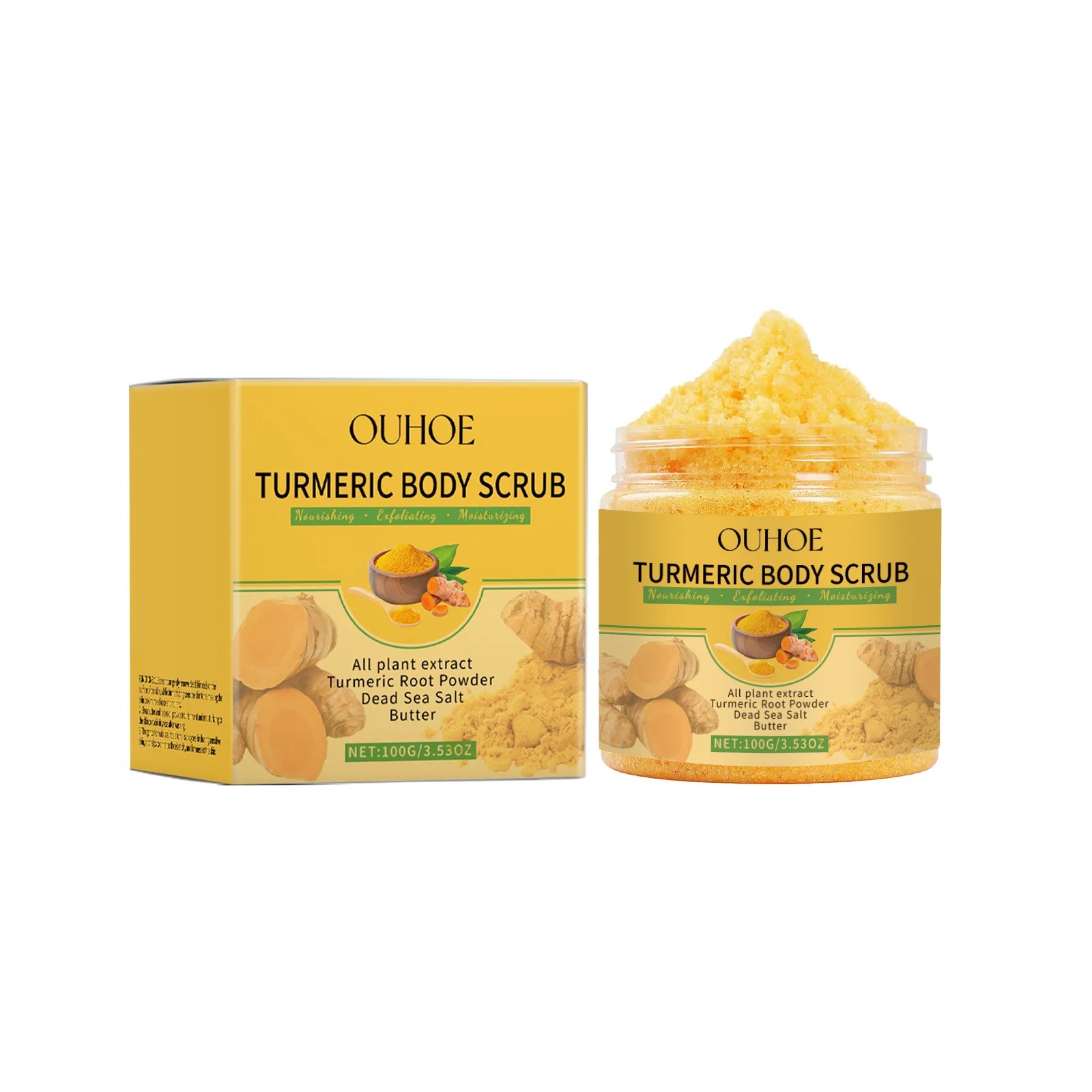 Turmeric Body Scrub for Women & Men  Lightening, Exfoliating, and Moisturizing Skin Care