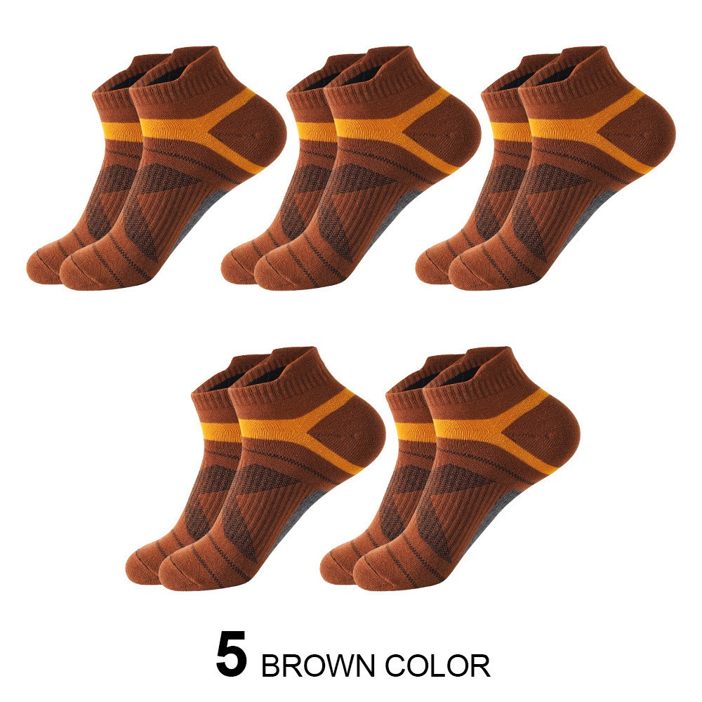Men's Summer Thin Fashion Color Matching Socks 5 Pairs Of Coffee