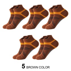 Men's Summer Thin Fashion Color Matching Socks 5 Pairs Of Coffee