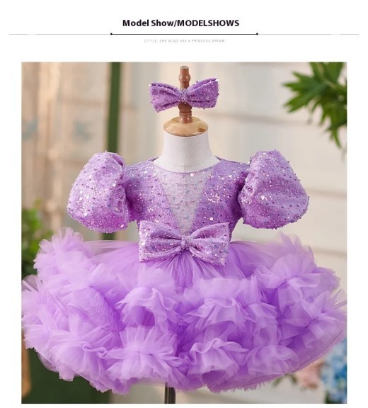 Purple Sequin Model Tulle Tutu Skirt Girls' Dress