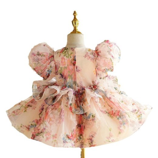Children's Bubble Sleeve Floral Dress