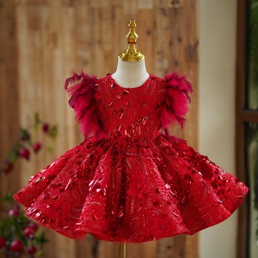 Girl's Dress Red Princess Children