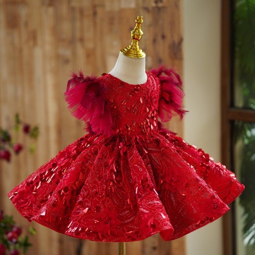 Girl's Dress Red Princess Children