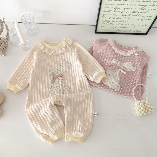 Newborn Baby Lace Collar Long Sleeve Romper Western Style Outwear