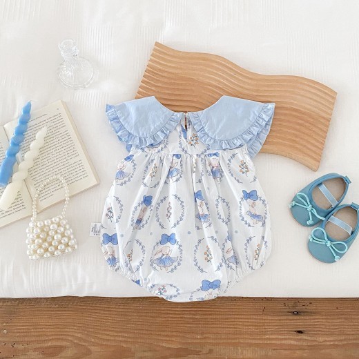 Sweet Bow Collar Onesie Romper One Year Old Celebration Dress