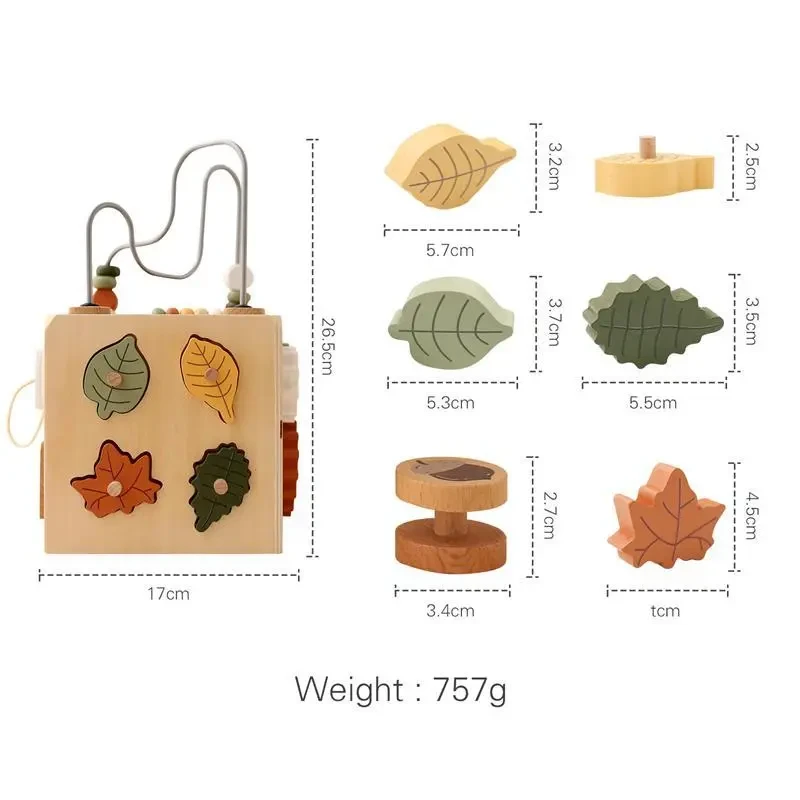 Bead-stringing Toy Shape Matching Five-in-one Toy Wooden Busy Box