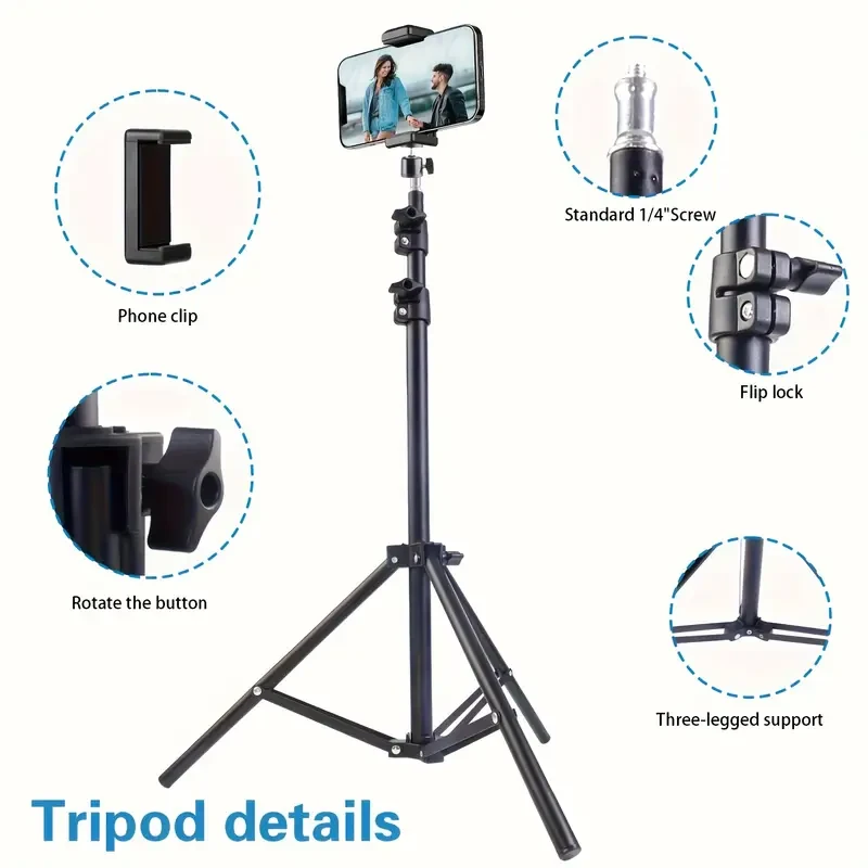 ZOMEI 2.2m Adjustable Metal Phone Tripod Stand