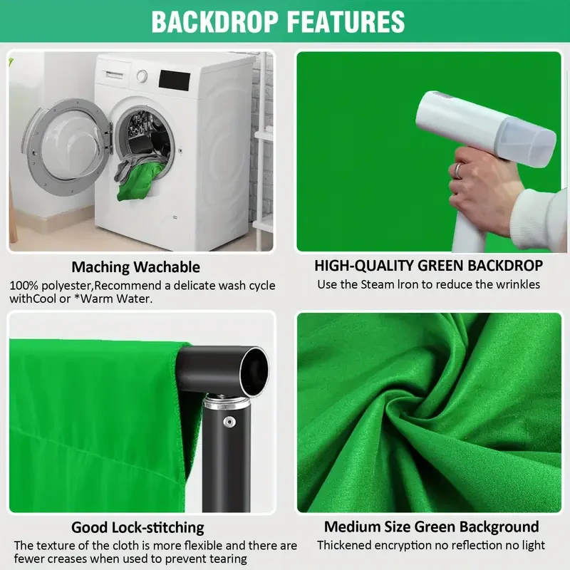 ZOMEI 200.0x199.9 cm Green Screen Background Stand Kit