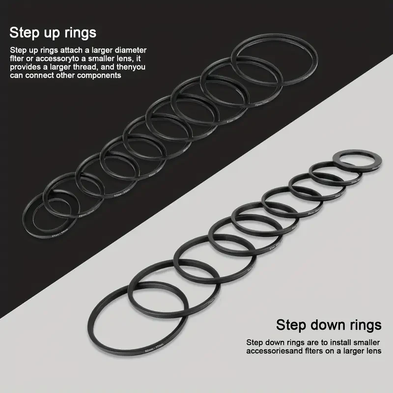 18pcs Lens Filter Adapter Ring Kit