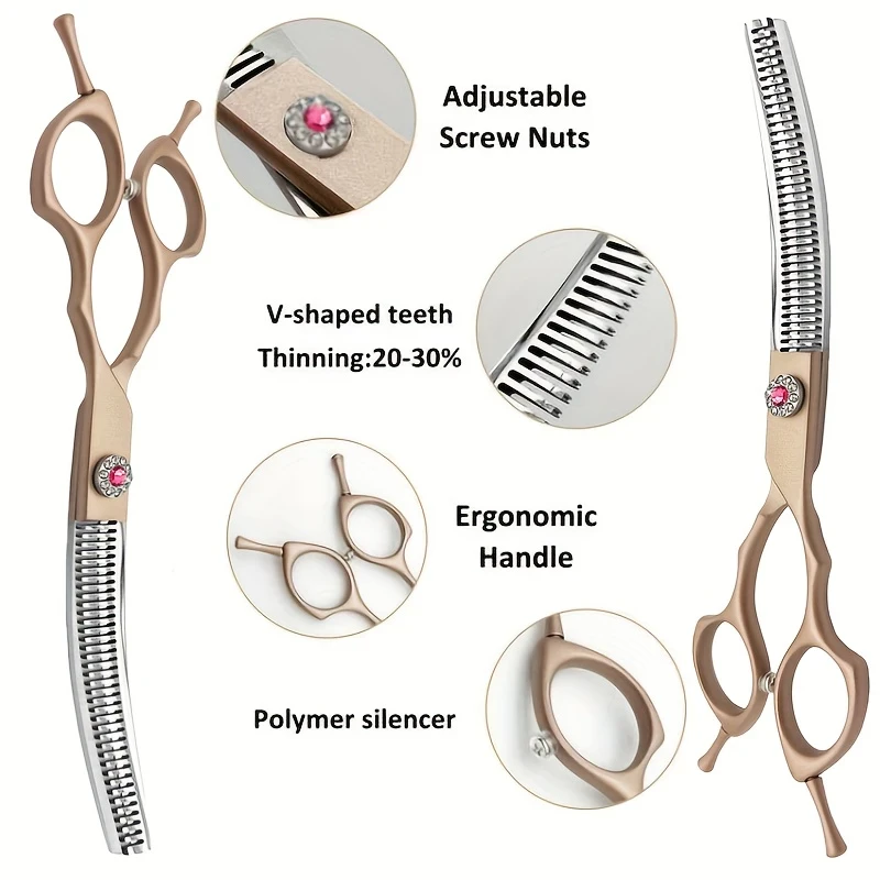 Wingsbro Professional Stainless Steel Curved Dog Grooming Scissors