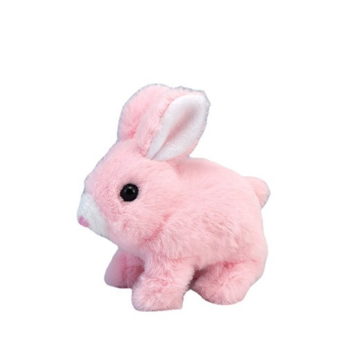 Plush Electric Walking And Moving Mouth Shaking Ears Long-haired Rabbit Pet Toy