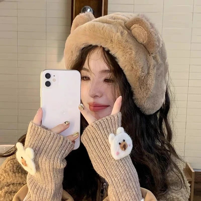 Womens Earmuffs Cartoon Little Bear Warm Earmuffs Winter