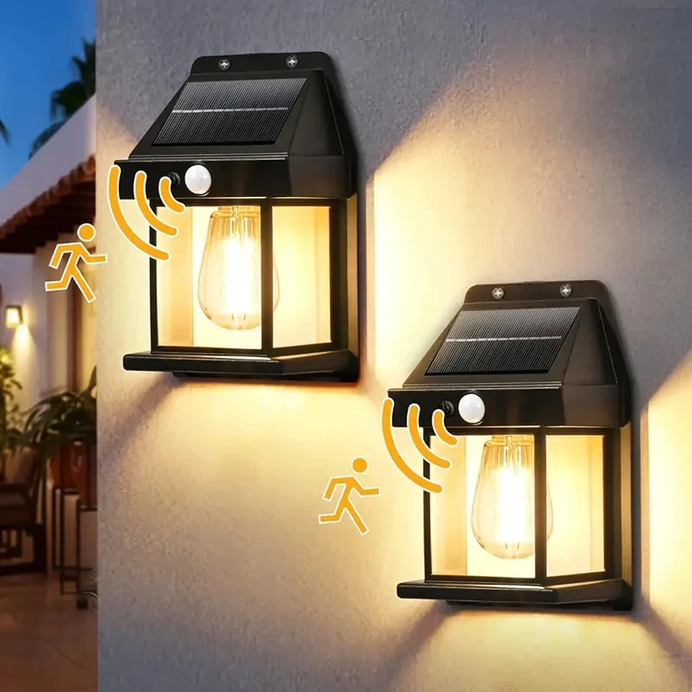 2pcs Solar LED Lantern Wall Lights