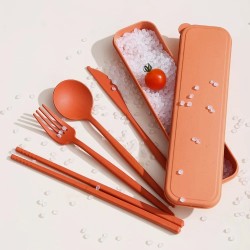 4Pcs Wheat Straw Dinnerware Set Portable
