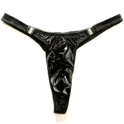 Low-waist Thin Belt Transparent Button-down Underpants Black