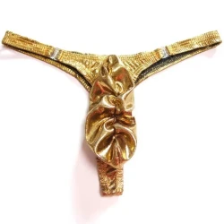 Low-waist Thin Belt Transparent Button-down Underpants Gold