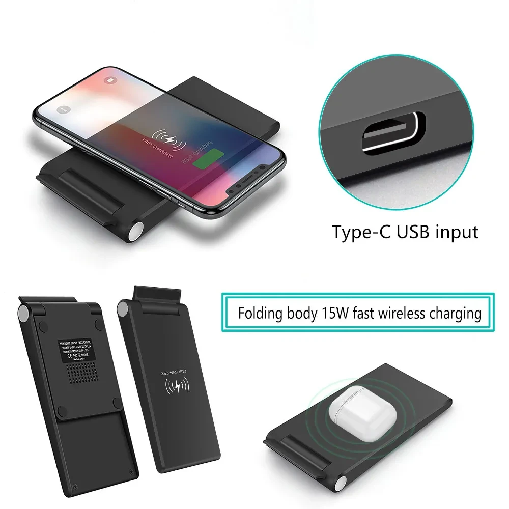 Folding Wireless Charger For Mobile Phone Vertical Wireless Charging Stand