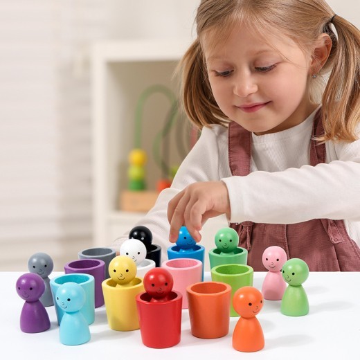 Children's Montessori Color Villain Classification Cup Jenga Educational Toys